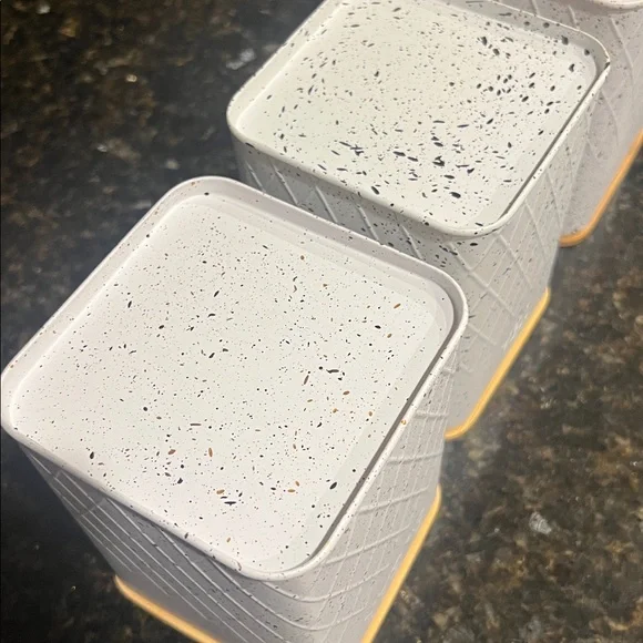 White Gold specales Kitchen Canister with Bamboo Lid - Tea Coffee Sugar - Picture 14 of 14